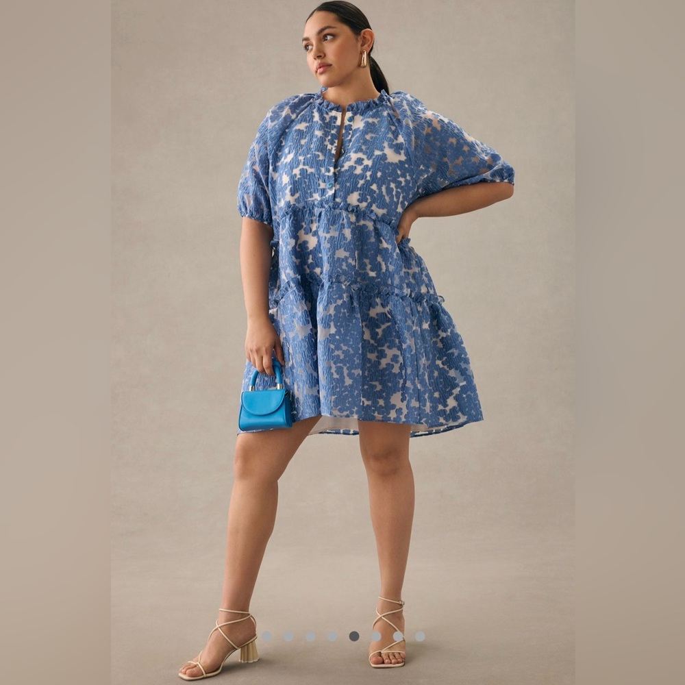 EUC Maeve Tiered Jacquard Dress, Size L